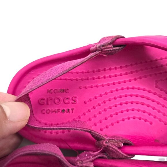 Crocs Pink Thong Flip Flop Sandals Sling Back - Picture 3 of 5